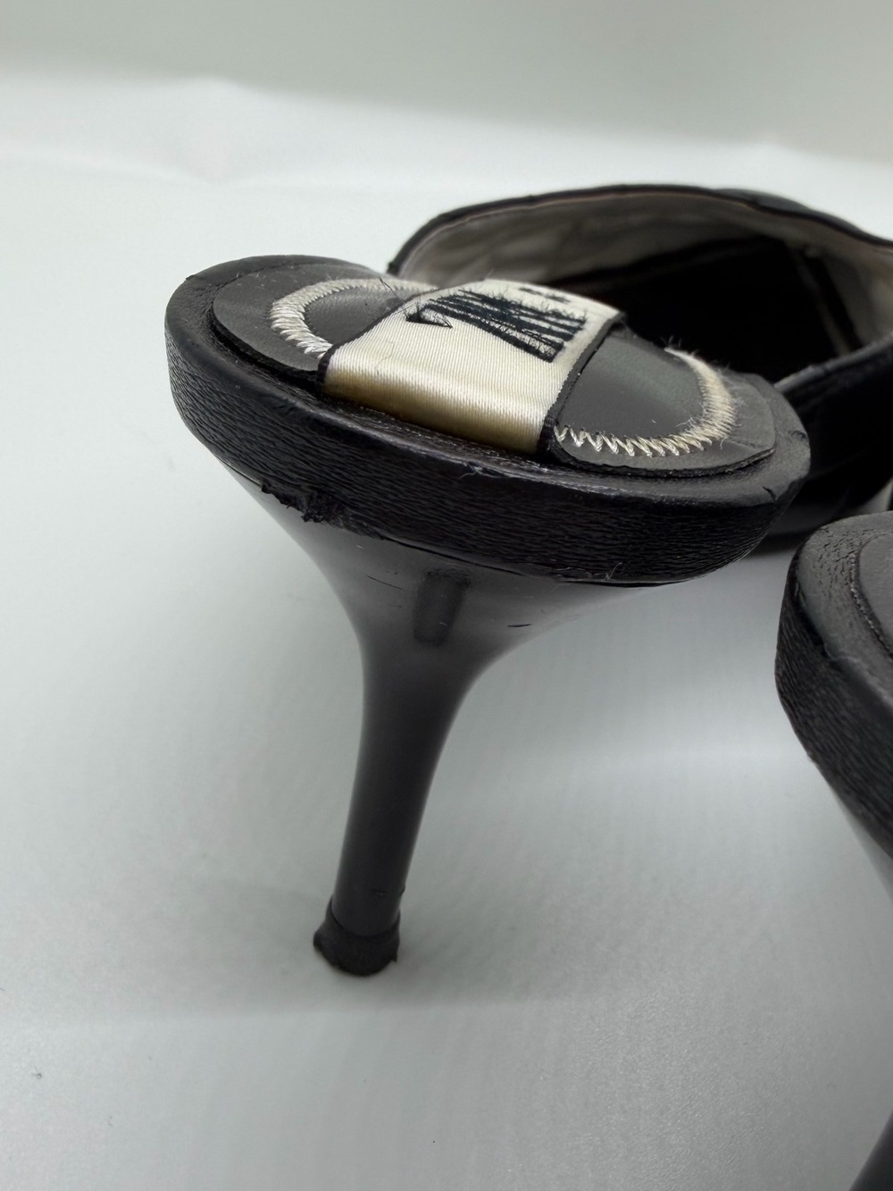 Zara Quilted Black Kitten Heels Size 38 - Picture 8 of 9